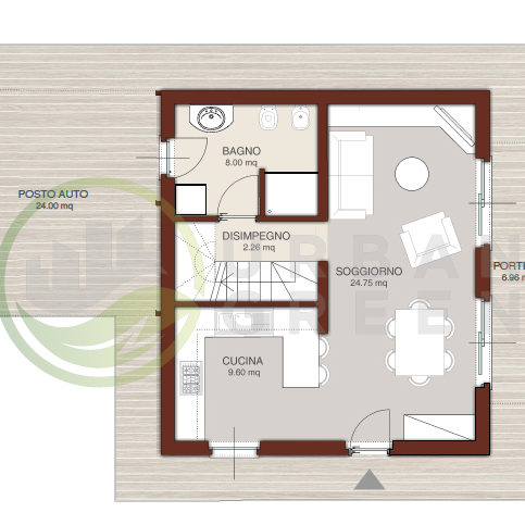 Casa in legno bipiano urb04 urban green Planimetria casa 120 mq