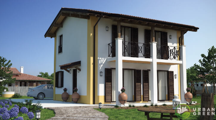 Casa in legno bipiano urb04 urban green Planimetria casa 120 mq